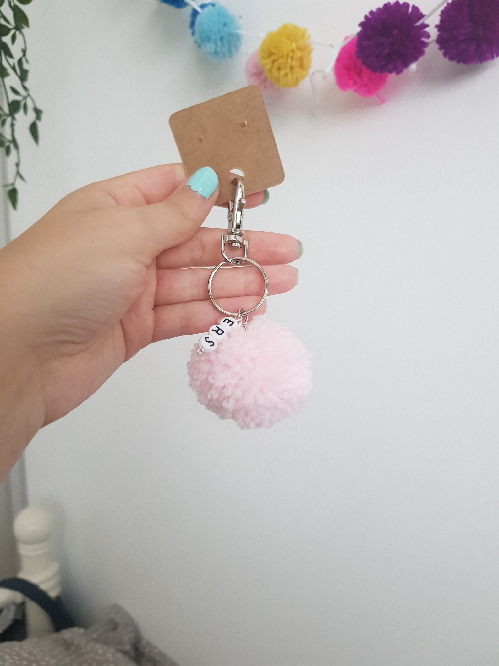 Handmade Light Pink Pom Pom Keychain pom pom jewellery gifts Etsy