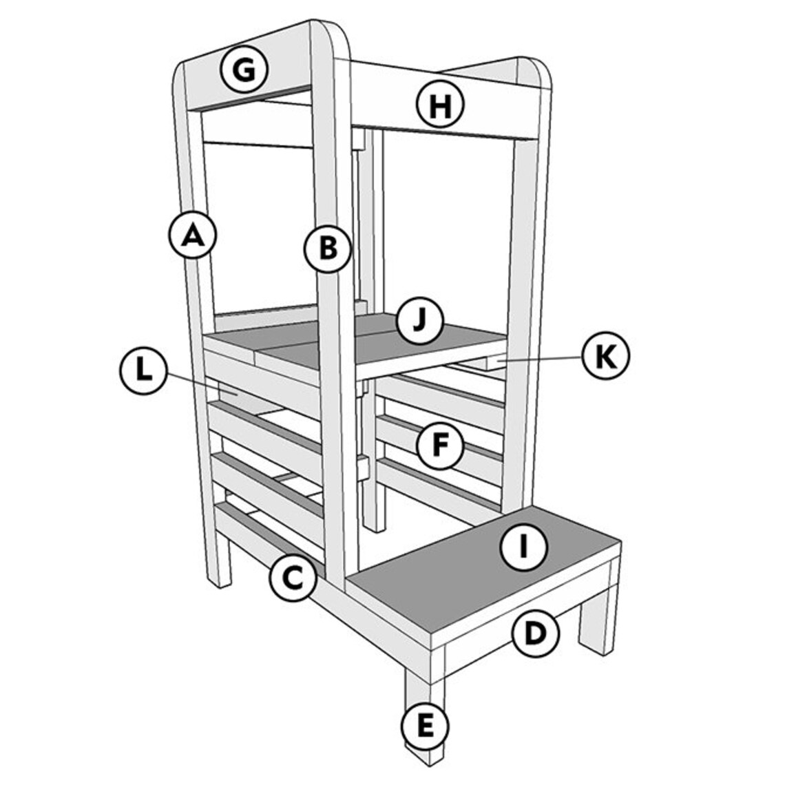 TODDLER HELPER TOWER Plans. Diy Woodworking Plans Instant Etsy