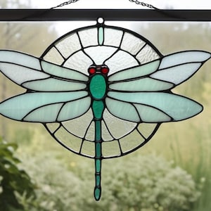 Modelo de vitral de libélula – Download digital, PNG, padrão JPEG para Suncatcher - A4