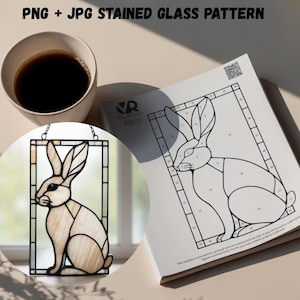 Hare Stained Glass Template – Digital Download, PNG, JPEG Pattern for Suncatcher - A4