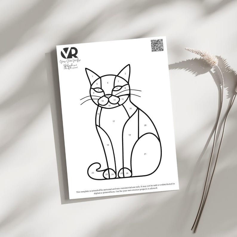 Cat Stained Glass Template – Digital Download, PNG, JPEG Pattern for ...