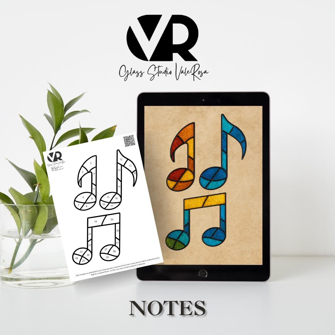 Notes Stained Glass Template – Digital Download, PNG, JPEG Pattern for ...