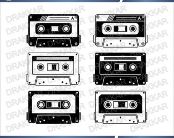 Retro Music Cassette Tape SVG PNG | Vintage  Audio Mixtape Clipart