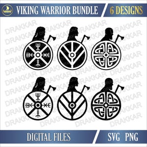 Viking Warrior Shieldmaiden SVG PNG | Norse Shield and Axe Clipart