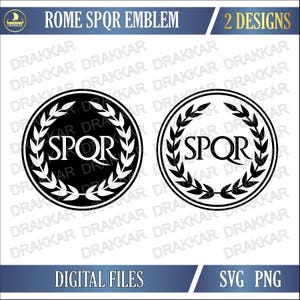 Rome SPQR Laurel Emblem SVG PNG | Roman Empire Senate Clipart