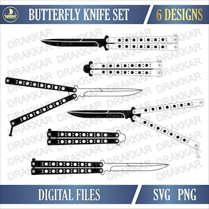 Butterfly Knife Set SVG PNG | Balisong Comb Blade Clipart
