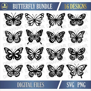 Monarch Butterfly Silhouette Bundle SVG PNG