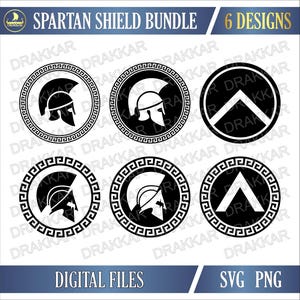 Spartan Warrior Shield & Helmet SVG PNG  | Ancient Greek Hoplite Armor
