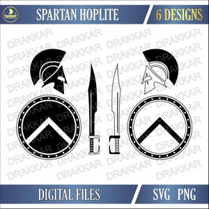 Spartan Helmet Shield & Sword SVG PNG | Ancient Greek Hoplite Warrior