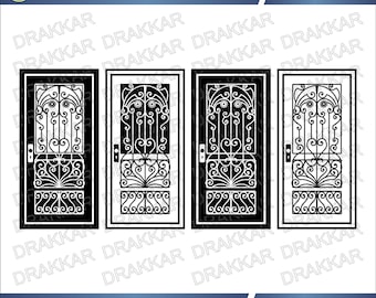 Vintage Farmhouse Front Door  SVG PNG | Ornate Entryway Floral Scroll Gate Design