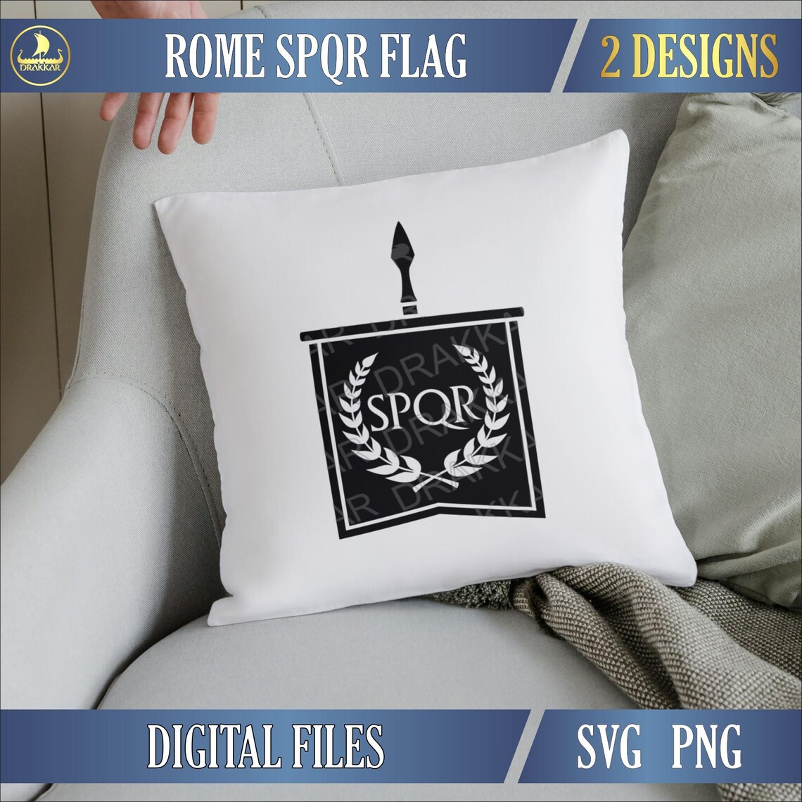 SPQR Roman Standard Banner SVG PNG | Ancient Rome Legion Laurel Flag ...