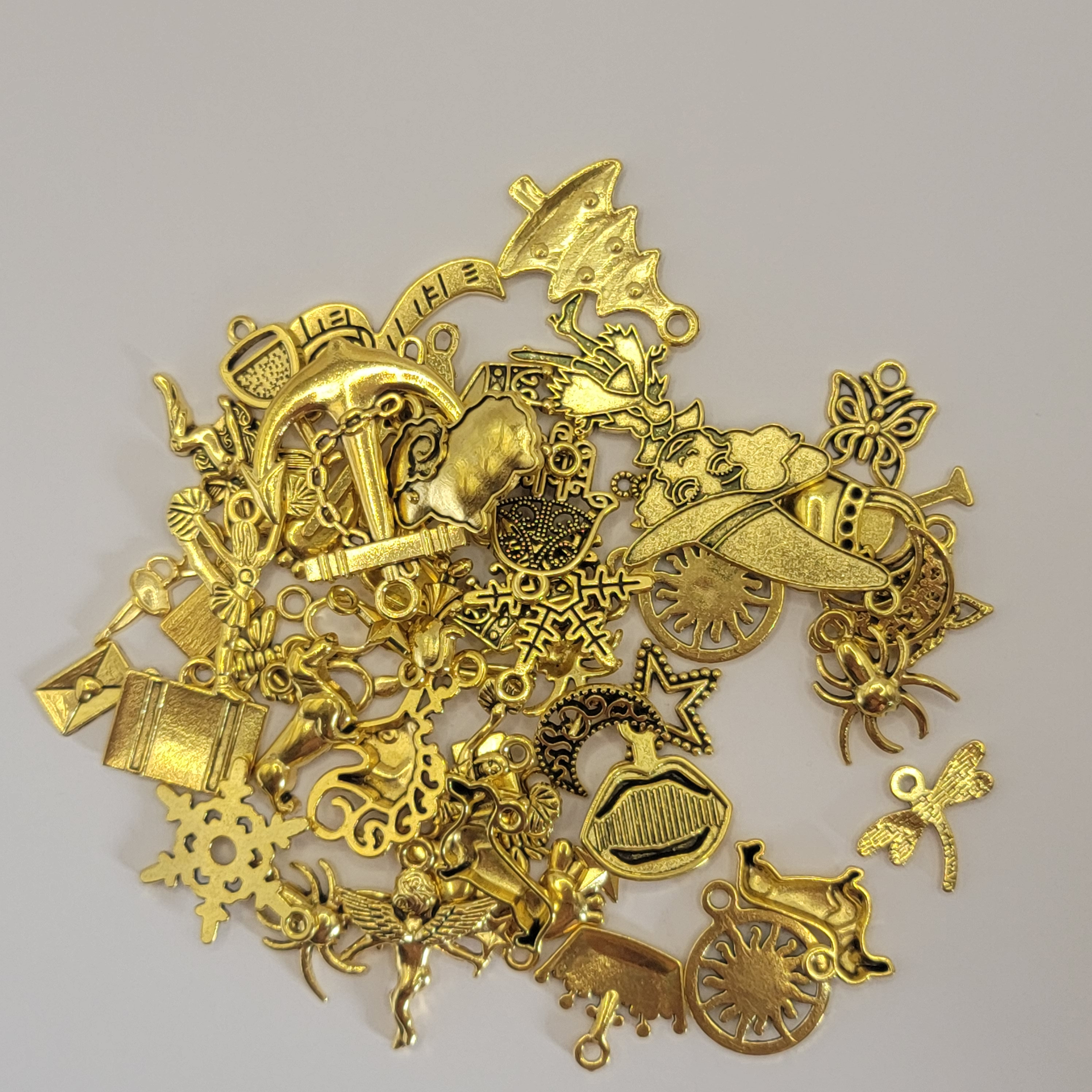 Antique Golden Assorted Charms, Jewelry Making Charms, Assorted ...