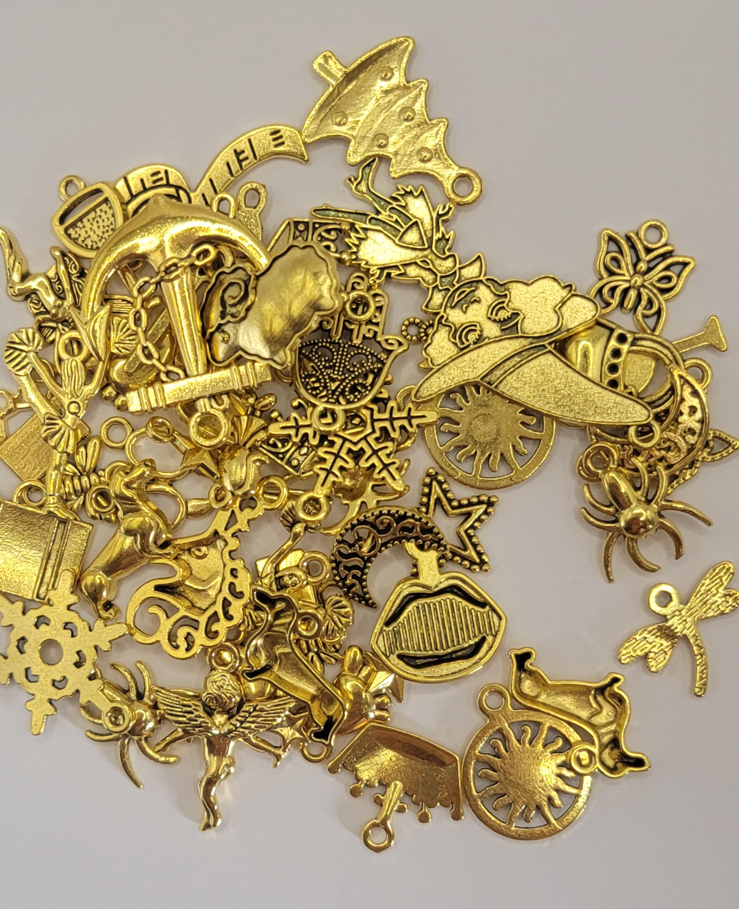 Antique Golden Assorted Charms, Jewelry Making Charms, Assorted ...