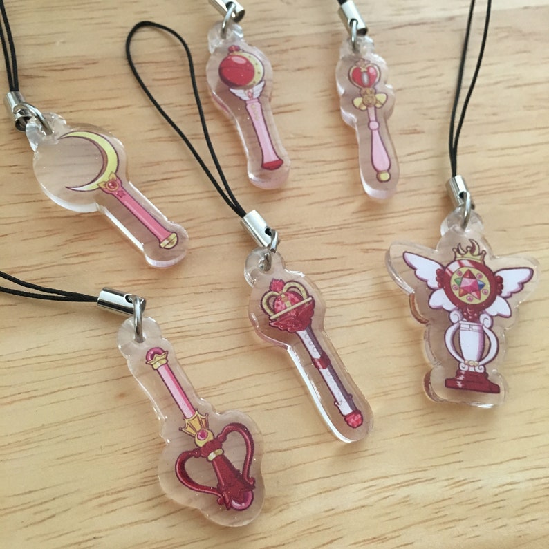 Sailor Moon Wand Keychains acrylic With Glitter Etsy