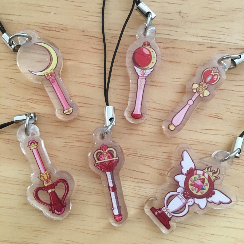 Sailor Moon Wand Keychains acrylic With Glitter Etsy
