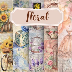 Paquete 5 Hoja de paquete de decoupage floral Papel de arroz Vintage Shabby Chic Girasol Artesanía Diario Lavanda Decopaper Amor tela artesanal