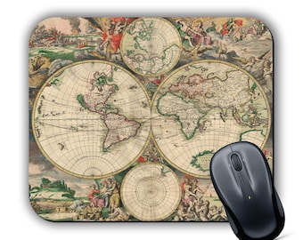 Vintage WORLD MAP Mouse Mat Computer PC Mac MacBook Gaming Laptop Retro High Quality Printed Mouse Pad