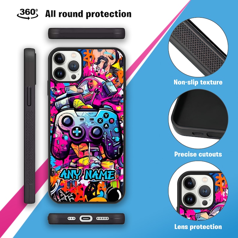 Graffiti Gaming Controller Personalised Phone Case for iPhone 15 Pro ...