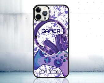 Personalised Gamer Phone Case for iPhone 15 Pro Max 14 Plus 13 mini 12 11 X XS 7 8 SE Samsung Galaxy S20 S21 S22 S23 FE S24 Custom Name Gift