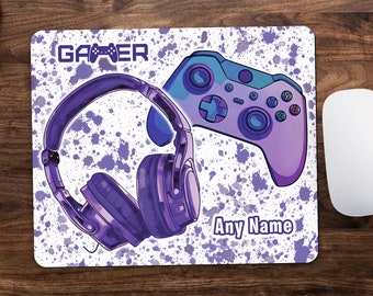 Personalised Gamer Mouse Pad, PC Mac Laptop Computer Mouse Mat, Custom Name Desk Accessories Gift for Boys Teenagers Kids, Gaming Room Gift