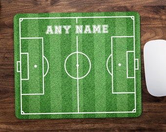 Football Pitch Personalised Mouse Pad, Sports Football Fan Computer Mouse Mat with Name or Text, Custom Gift for Footballer Boys or Girls