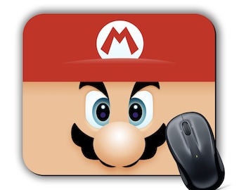Super MARIO Bros FACE inspired Mouse Mat Mouse Pad Computer PC Laptop Gaming Retro Arcade Nintendo Snes Nes