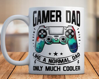 Gamer Dad Mug, Video Game Lover Ceramic Coffee Mug, Gaming Fathers Day Gift, Ceramic Tea Cup For Gamer, Gamers Birthday Gift Mug For Daddy