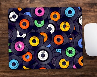 Old Vinyl Discs Pattern Computer Mouse Mat PC Desktop Laptop Vinyl Record Collector Mouse Pad Vinyl Records Fan Desk Mat Lp Music Lover Gift