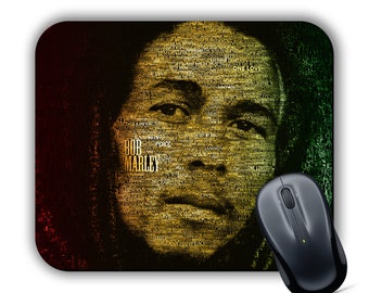BOB MARLEY Typography Fabric Mouse Mat Mouse Pad Music PC Mac Computer Reggae Rasta Wailers Jamaica