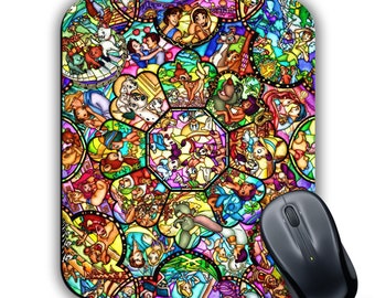 Disney Character Inspired STAINED GLASS Effect Mouse Mat Mouse Pad Computer PC Laptop Gaming