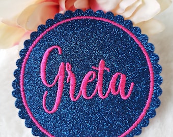 Schoolbag Klettie / Patch / Iron-on Transfer Schoolchild 2026 with Name Glitter