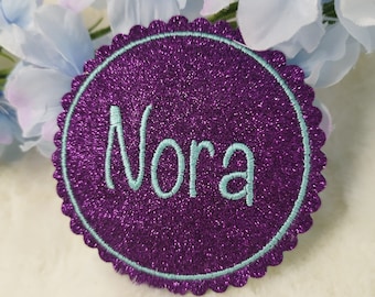 Schoolbag Klettie / Patch / Iron-on Transfer for Schoolchild with Name and Glitter