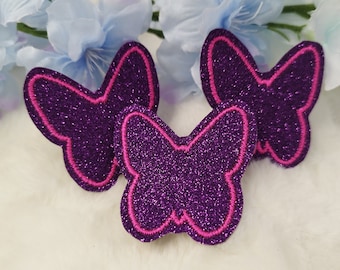 Butterfly Set (3 pieces) or 1 piece. Schoolbag Patch / Iron-on Applique / Glitter Velcro