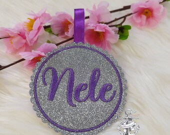 Schoolbag Klettie / Patch / Iron-on Transfer for Schoolchild 2023 with Name and Glitter