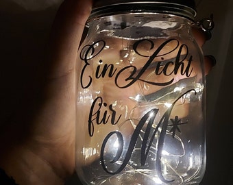 Solar Glas Led mit Wunschtext beschriftet Wunsch Grabschmuck Hochzeit Junggesellenabschied