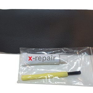 Reparatie patch imitatieleer met lijm 20 x 10 cm bank autostoel bank jas zwart