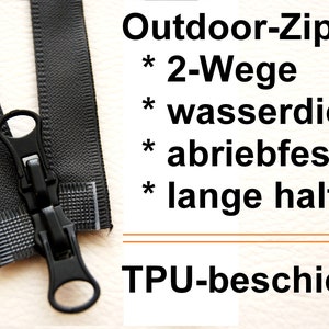 2-Wege Reißverschluß Zipper wasserdicht outdoor TPU 50 55 60 65 70 75 80 90 100 110 schwarz matt zdjęcie 2