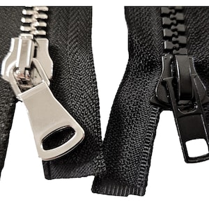 Zipper #10 1-way separating chain metal shiny replacement metallic black 55 65 70 75 85 longlife