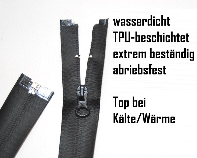 Reißverschluß Zipper wasserdicht teilbar TPU 50 55 60 65 70 75 80 85 100 matt Bild 2