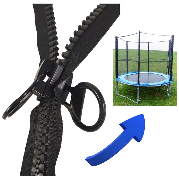 Trampoline Jumbo vervangingsrits Rits aan beide zijden bedienbaar 14 mm grof vele lengtes zwart blauw neon geel