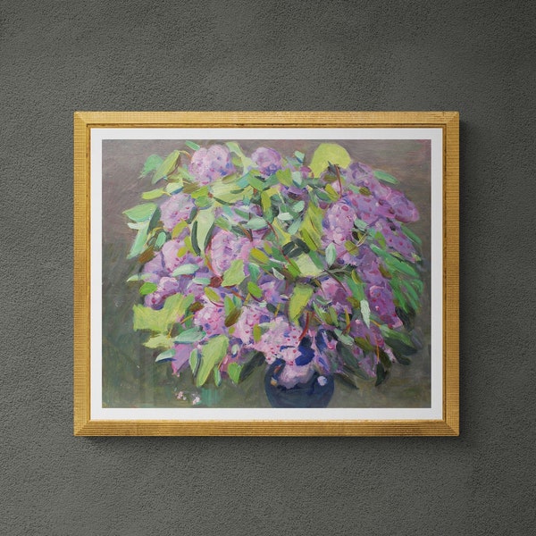 Original Vintage | Still Life Oil Painting | Beautiful Lilac Bouquet in Vase by Ivan Tyukha