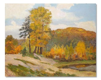 Autumn Landscape Painting, Original Oil Art