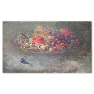 Pintura de estilo antiguo / Obra de arte al óleo original de época / Naturaleza muerta con frutas / Artista ucraniano Volodymyr Knishevsky