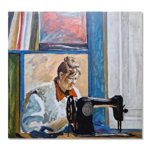 Original Vintage Genre Painting | Captivating Dressmaker Piece | Oil Artwork by Oleksandr Tokarev -
