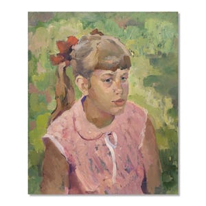 Uroczy portret dziewczyny | Vintage obraz olejny | Ukraiński artysta Waleryj Masznicki
