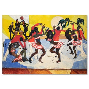 Unique Genre Artwork | Vintage Ukrainian Oil Painting | African Dance