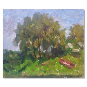 VINTAGE ORIGINAL LANDSCAPE, oil small painting by Ukrainian artist Artamonov Olexiy &quot;Summer&quot;