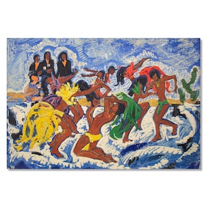 Gatunek Malarstwa Radzieckiego | Taniec Afrykański | Vintage Genre Oil Painting