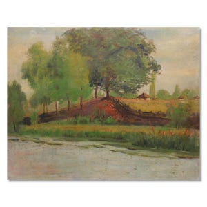 Cena encantadora de rio | Vida na fazenda | Pintura ao ar livre | Arte fluvial vintage | Artista ucraniano