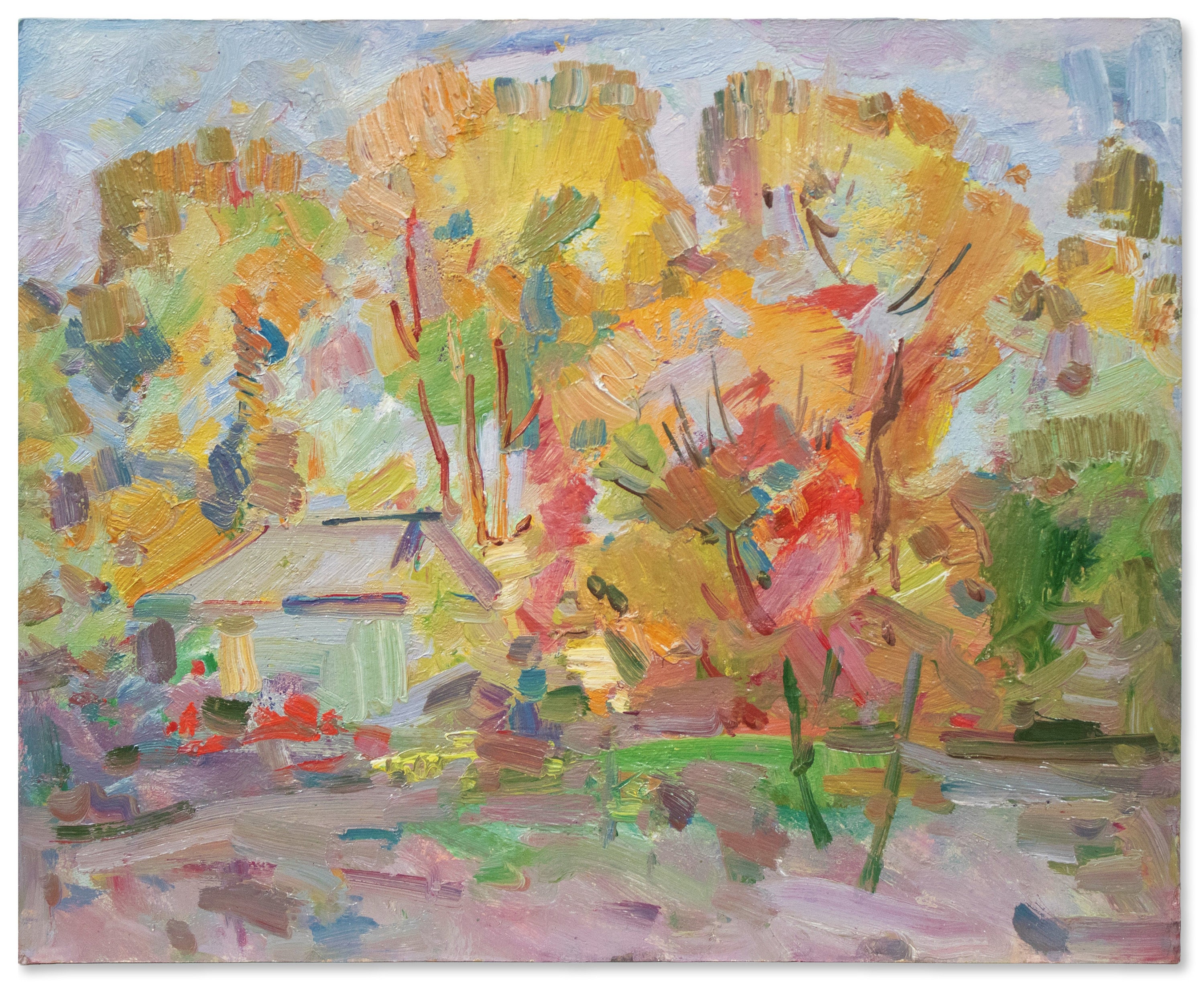 Original vintage oil on cardboard Landscape painting by Etsy